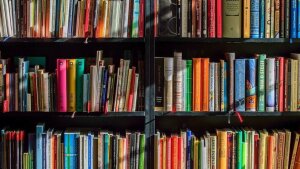 Regal mit vielen Büchern